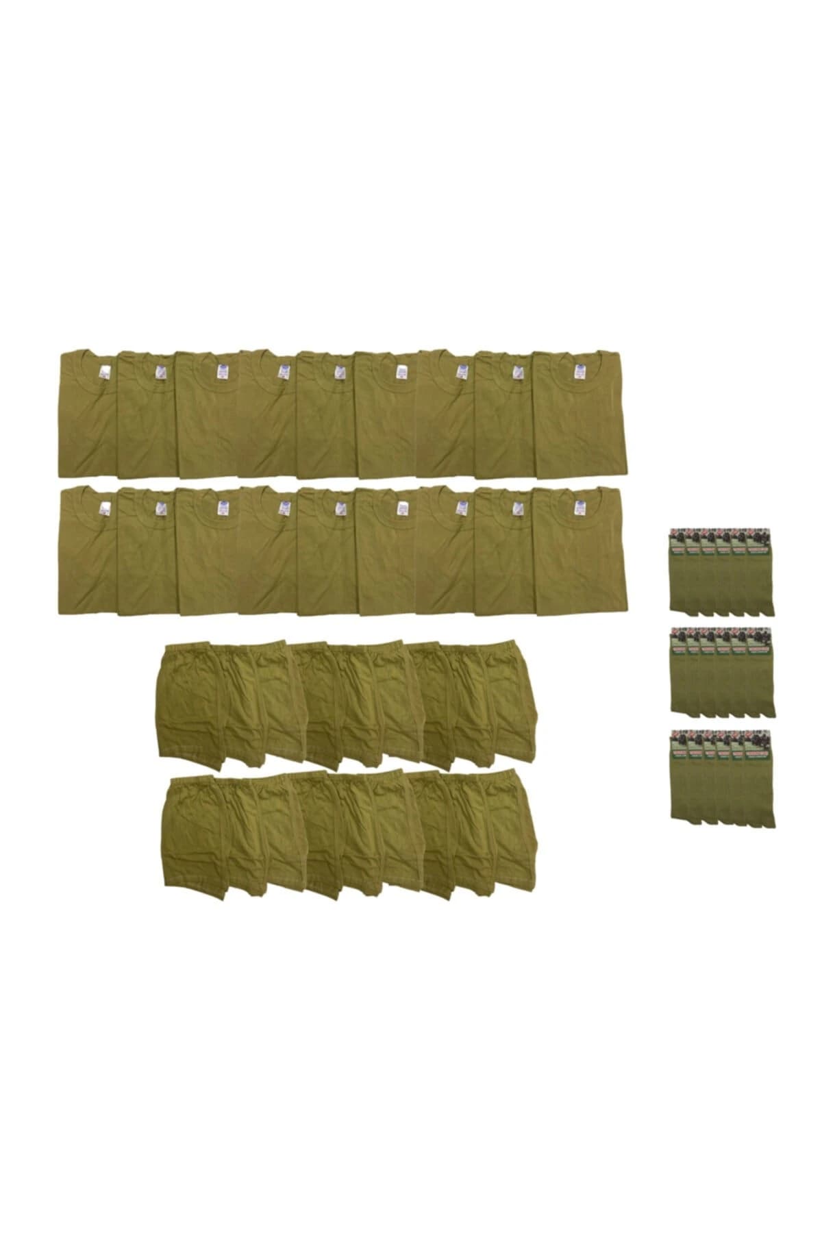 Komple Askerlik Seti 54 Parça Mega Paket | 18'li Fanila Boxer Çorap TSK Standart